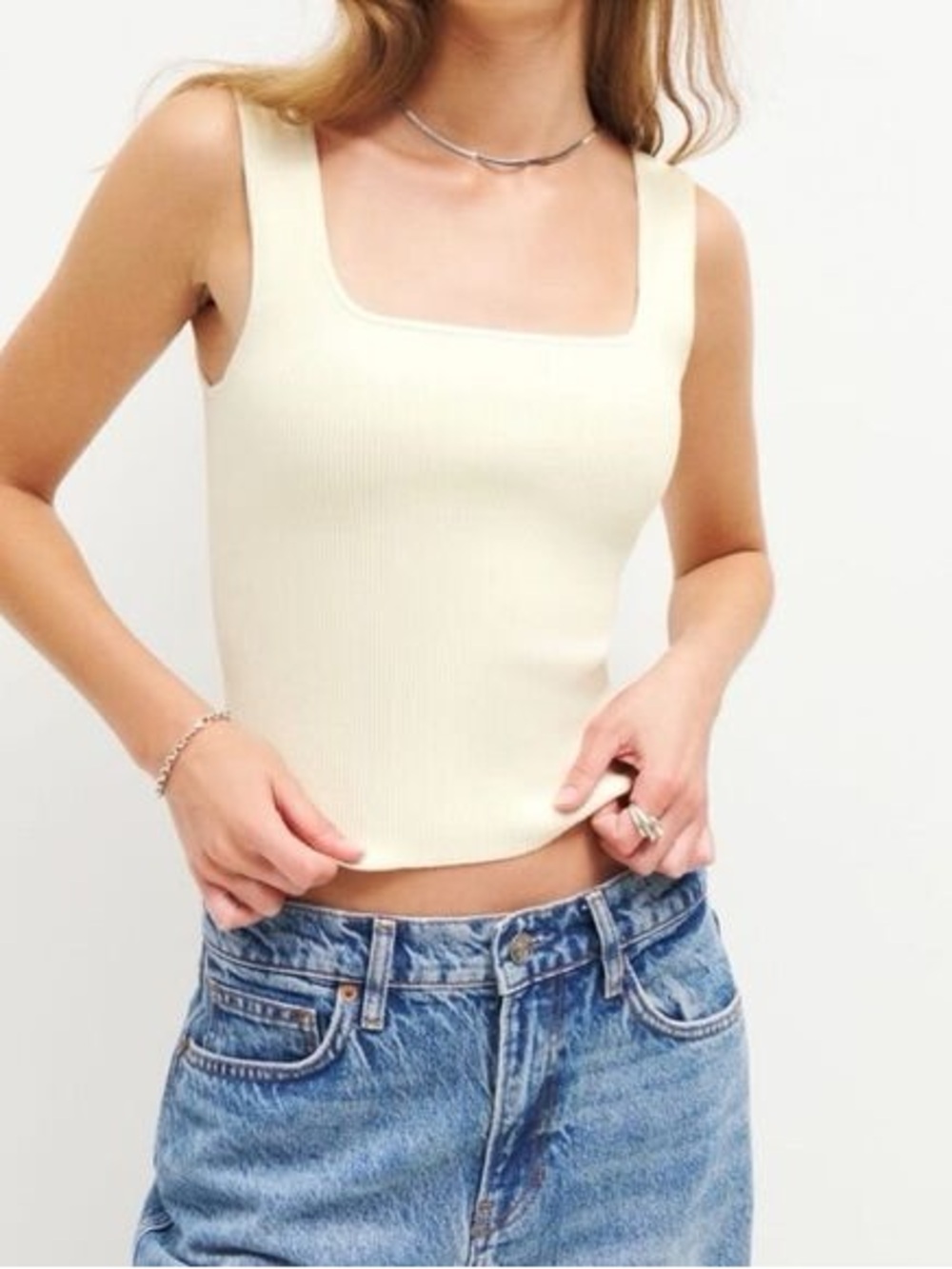 Reformation Julia Ribbed Sweater Tank in Cream Size Small